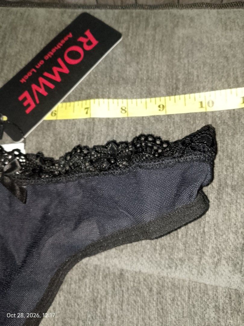 XS ROMWE BLACK SHEER LACE THONG (Category: Undergarments & Loungewear) located in Manila. Submitted by truecrystal-1407 (Listing ID 1470775109, Image 2). Description: .