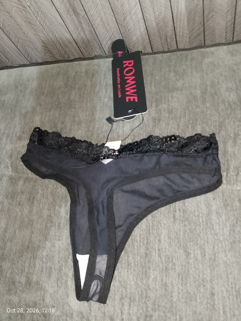 XS ROMWE BLACK SHEER LACE THONG (Category: Undergarments & Loungewear) located in Manila. Submitted by truecrystal-1407 (Listing ID 1470775109, Image 3). Description: .