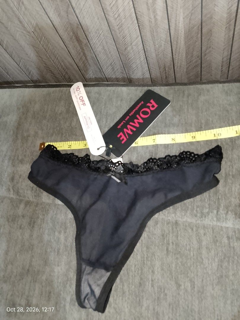 XS ROMWE BLACK SHEER LACE THONG (Category: Undergarments & Loungewear) located in Manila. Submitted by truecrystal-1407 (Listing ID 1470775109, Image 1). Description: .