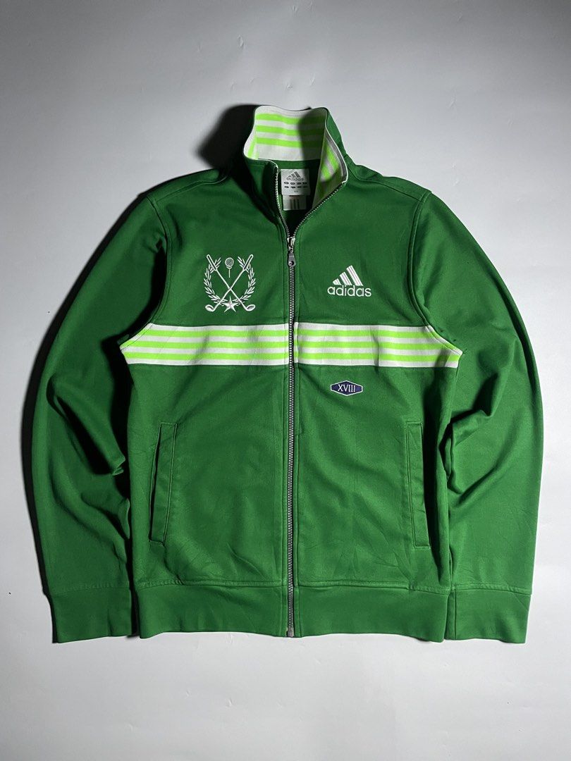 Y2K adidas track jacket (Category: Coats, Jackets and Outerwear) located in Bais. Submitted by christian.complexthrift08 (Listing ID 1470762658, Image 1). Description: Y2K Adidas track jacket (Perfect for daily use) Color: Green Size: M on tag Width: 19 inches Length: 26.5 inches Condition: 9.5 / 10 Issue: Price: 649 free shipping Via JNT express.
