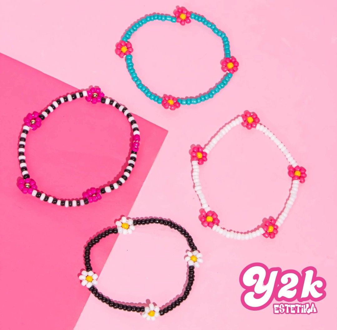 Y2K Daisy Flower Beads Bracelet (Open for Customize) (Category: Bracelets) located in Manila. Submitted by y2kestetika.official (Listing ID 1470810406, Image 2). Description: Y2K Heart Pink Beads with Real Freshwater Pearl Necklace (Same Day Delivery) for ₱250 only • Open for Customize • We accept Bulk Orders for Giveaways, Souvenirs and etc. • Same day delivery available within Metro Manila via Lalamove/Grab • LBC shipment for provinces area • T