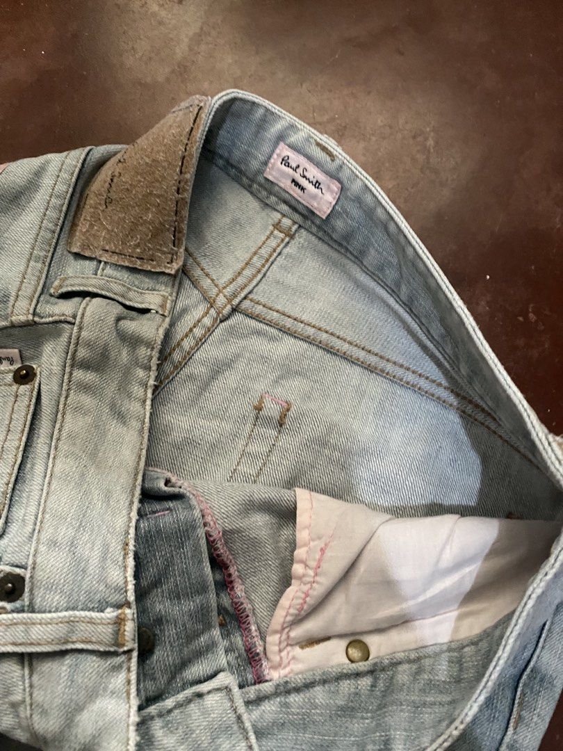Y2k Paul Smith Pink Mid~Rise Bootcut (Category: Jeans) located in Malita. Submitted by ronnyboi (Listing ID 1470775604, Image 3). Description: W:31 L:40 T:10 H:8.5 Sign of usages,stains Mine:350.