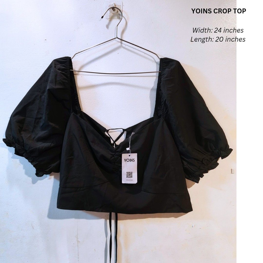 Yoins crop top (Category: Shirts) located in Quezon City. Submitted by trendyretro (Listing ID 1470928193, Image 1). Description: Brand new with tag and pouch 4xl on tag corset style adjustable back via drawstring.