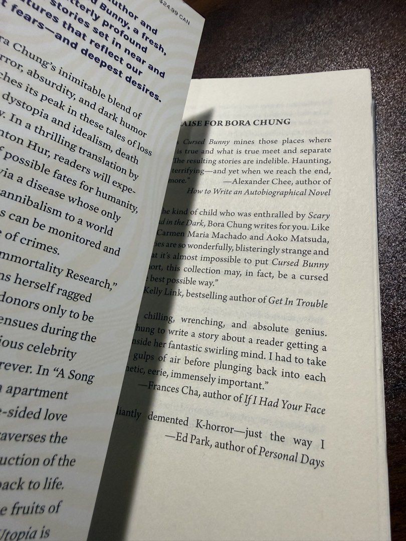 Your Utopia Stories by Bora Chung (Category: Storybooks) located in Quezon City. Submitted by gritxfaith (Listing ID 1470892549, Image 2). Description: - Title/Author: Short story collection by Bora Chung (author of Cursed Bunny) - Translator: Anton Hur - Genre: Dystopia, horror, dark humor, and speculative fiction - Highlights: A collection of bizarre, thought-provoking contemporary Korean tales - Condition: like new / mint - deckle edge.