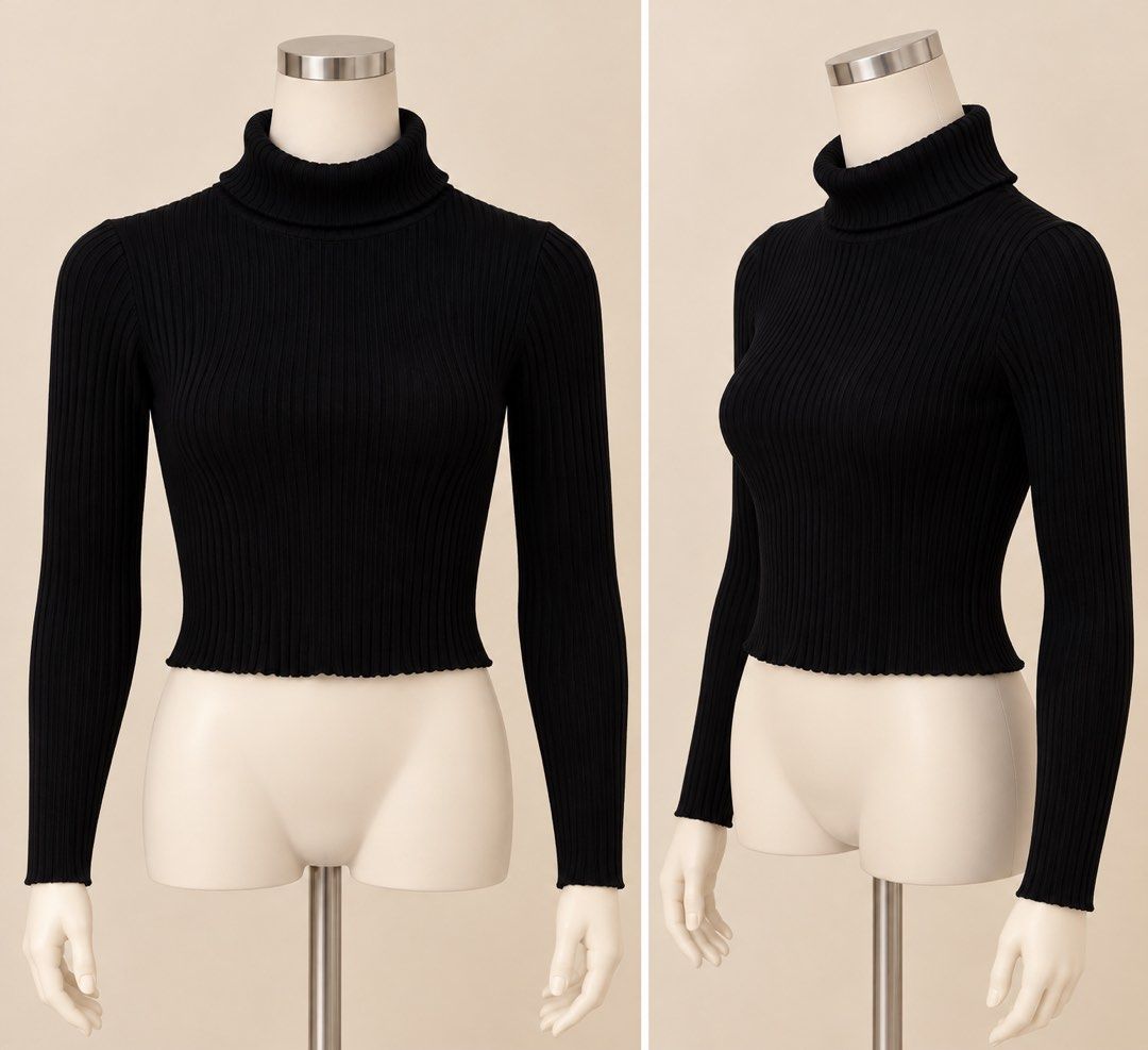 Zara Black Ribbed Turtleneck Top Size S (Category: Sleeveless) located in Santa Cruz. Submitted by zellethrifts (Listing ID 1470931463, Image 2). Description: • Bought in Zara Japan 🇯🇵 • Used twice • Fits small to medium • In excellent condition • Photos taken using mannequin only 🚚 Shipping via J&T only 📦 Shipping fee to be shouldered by buyer 💳 Mode of payment: GCash 📍 Santa Cruz, Laguna.