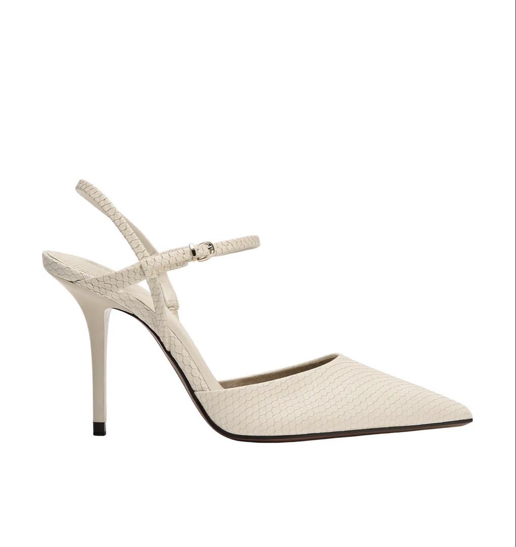 Zara Embossed Slingback Heels (Category: Heels) located in Legazpi City. Submitted by chindecluttrs (Listing ID 1470792685, Image 1). Description: - Brand: Zara - Style: Slingback heels with pointed toes and stiletto heels - Used once only - Heel height: 3.9 inch - Size: 37.