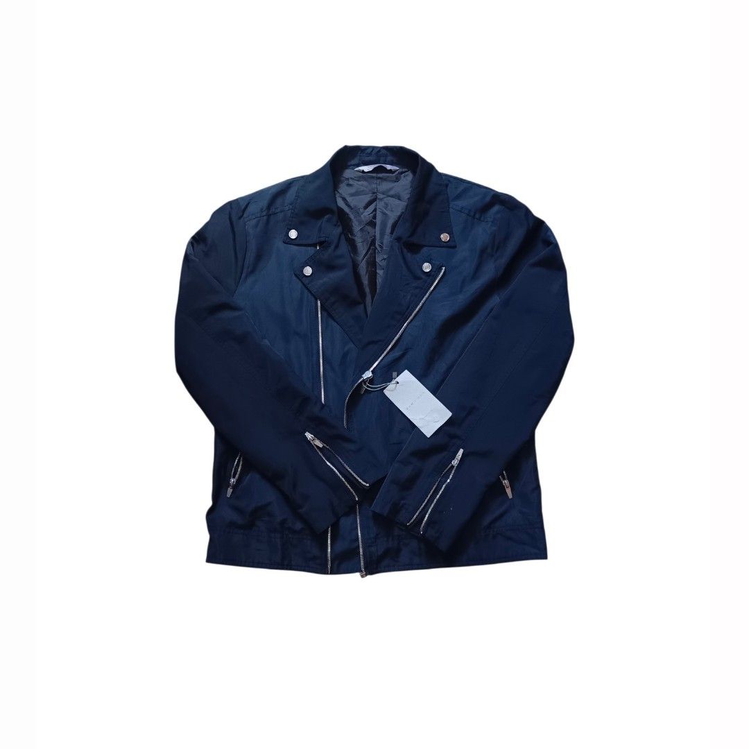 Zara Man biker riders jacket (Category: Hoodies) located in Davao. Submitted by jeff_thrifts (Listing ID 1470750641, Image 2). Description: medium men's with hangtag XL womens good condition issue:see last 3 photos issues are not visible slight dm if interested.