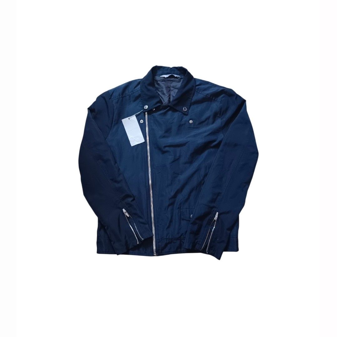 Zara Man biker riders jacket (Category: Hoodies) located in Davao. Submitted by jeff_thrifts (Listing ID 1470750641, Image 1). Description: medium men's with hangtag XL womens good condition issue:see last 3 photos issues are not visible slight dm if interested.