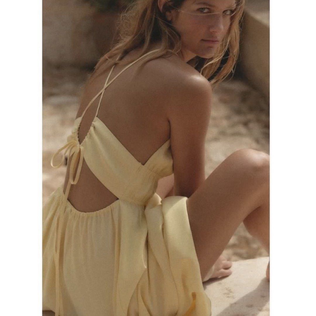 ZARA Yellow Ruched Maxi Dress (Category: Dresses) located in Paranaque City. Submitted by shopnani (Listing ID 1470870224, Image 3). Description: Used once!.