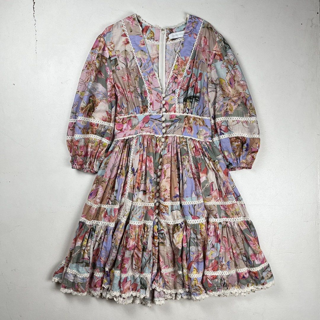 Zimmermann Multicolour Floral ‘Cira Lantern’ Mini Dress (Category: Luxury Apparel) located in Quezon City. Submitted by forgarments (Listing ID 1470852182, Image 2). Description: Zimmermann Multicolour Floral ‘Cira Lantern’ Mini Dress Excellent Condition Size: 1 Shoulder: 15.5 Inches Chest width: 16 Inches Waist: 13.8 Inches Sleeve: 18 Inches Length: 37 Inches Crafted from a mid-weight, non-stretch cotton weave fabric, this dress showcases a V ne
