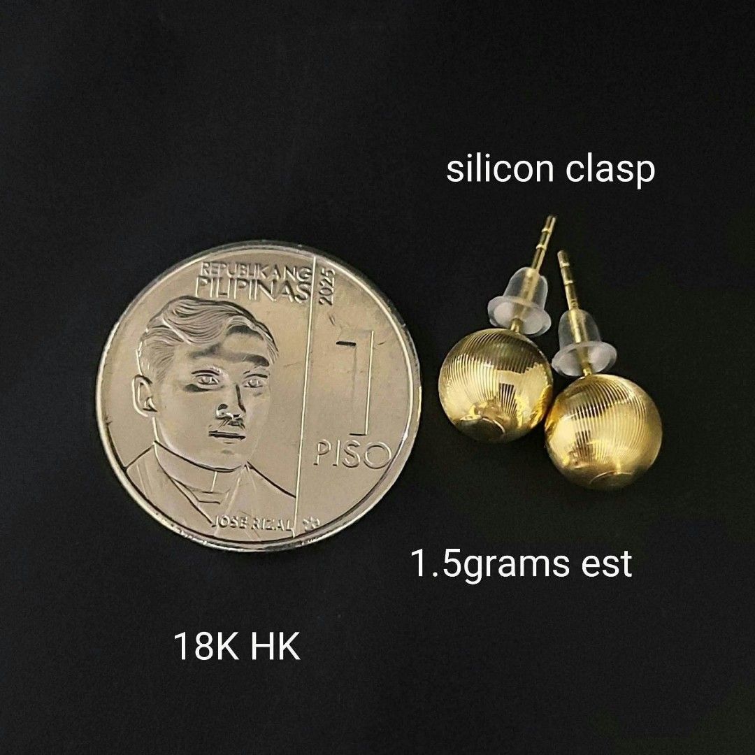 18k Hk gold ball earrings (Category: Earrings) located in Manila. Submitted by bhelgoldseller2ndaccount (Listing ID 1471051478, Image 1). Description: New!!✨New!!✨New!! Authentic 18k Hk Golds 💯pawnable/naisasanla 💯with high appraisal rate 💯good investment 💯Direct supplier price 👉OPEN for resellers 🌺please take time to evaluate their actual sizes and grams 👉Best panggift for all occasions ✅ Sold per grams not per piece Kya lowest price ✅Wit
