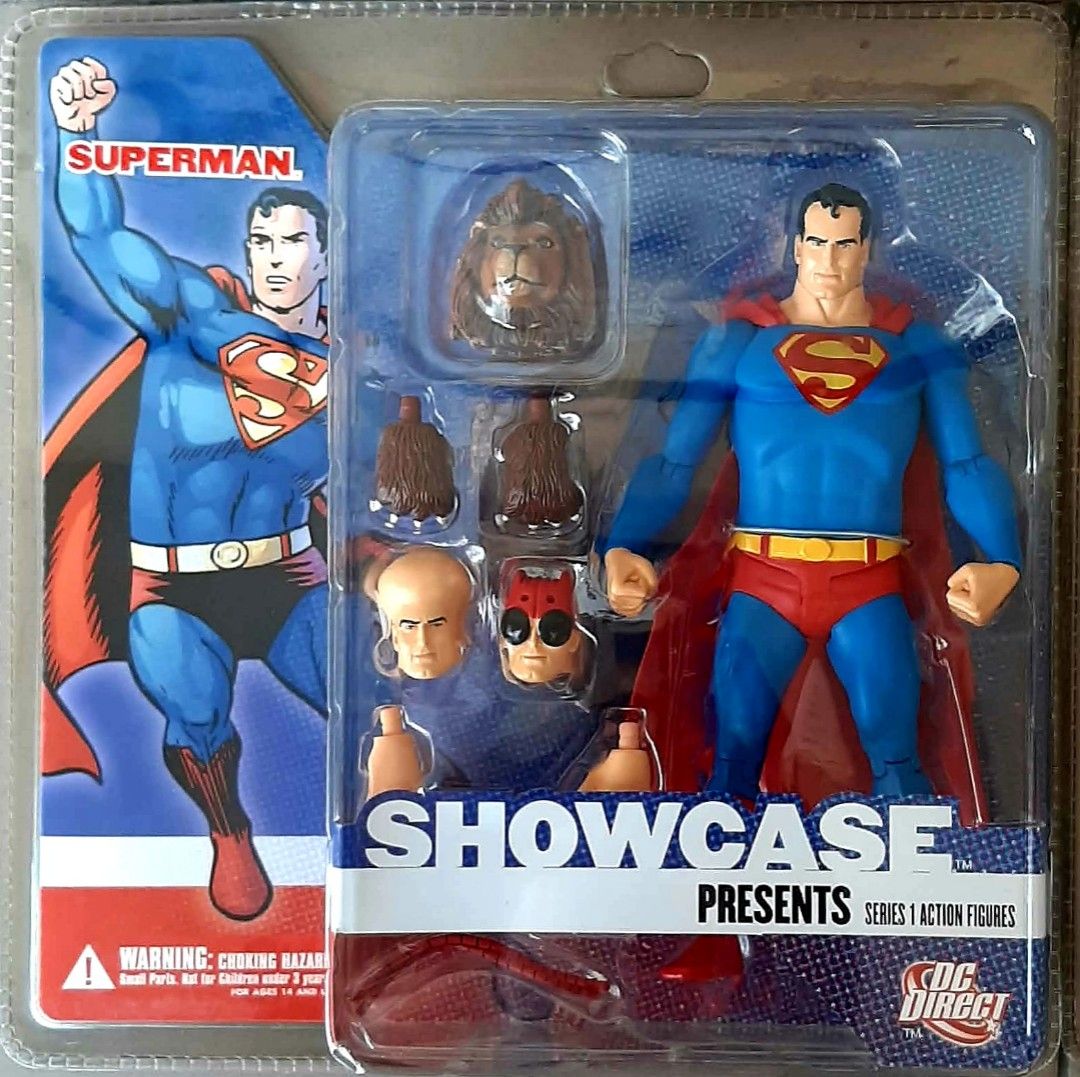 2006 DC Direct Showcase Presents Series 1 Action Figures (Category: Action & Battle Toys) located in Liloan. Submitted by angelyneroberts_171329 (Listing ID 1470984343, Image 1). Description: FOR SALE 2006 DC Direct Showcase Presents Series 1 Action Figures DESCRIPTION : - Released by DC Direct in 2006. - Superman features a classic blue suit design and comes with interchangeable head sculpts and accessory pieces (such as the mini creature/lion).