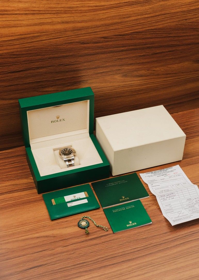 2019 Rolex Daytona w/ Box and Papers (Category: Men's Watches) located in Manila. Submitted by windsorfinery (Listing ID 1471054899, Image 2). Description: Rolex Daytona 116503 2019 Automatic 40mm Stainless steel/Gold (with PPF) Sapphire Rolex bracelet Box: Yes Papers: Yes Others: Rolex booklets, hang tag, card holder, and authentication receipt by YourTime Center. 1-Year Mechanical Warranty by Windsor Finery Co. Cash Price: ₱1,198,000 ✔️ Layaway