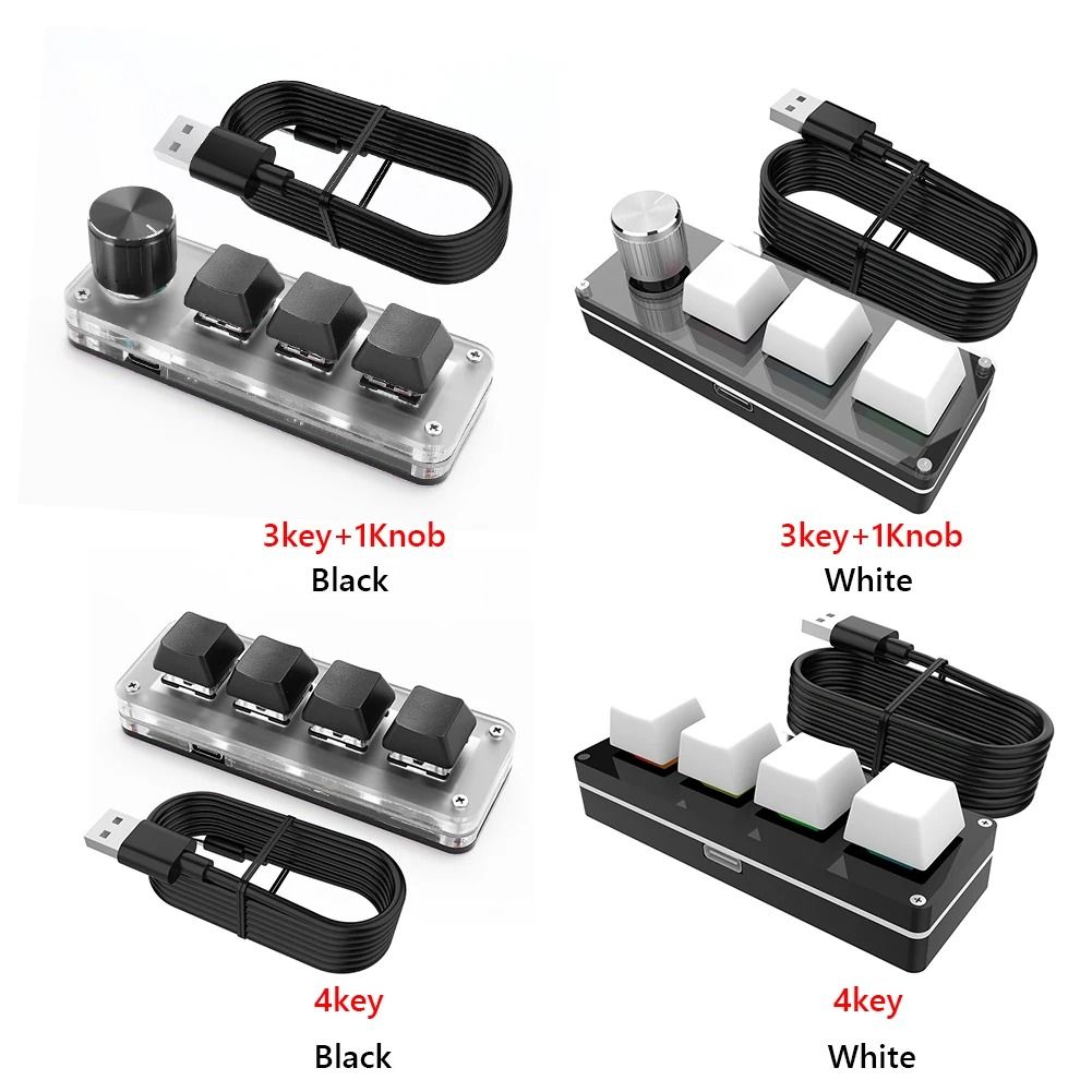 3 Key 1 Knob/4 Key One Handed Mechanical Gaming Keyboard Red Switches ...