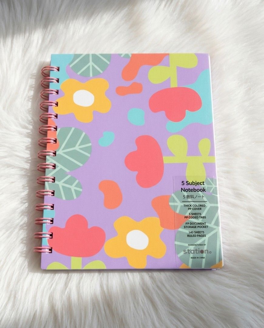 5 subject notebook spiral planner diary (Category: Stationery & School Supplies) located in Quezon City. Submitted by warmturtle.ba931b (Listing ID 1471081599, Image 1). Description: 🌸 5-Subject Spiral Notebook 🌸 📒 5-subject notebook with a cute, colorful floral design ✨ Brand new and never used! 📝 A5 size; handy and convenient for everyday note-taking 📚 5 subject sections to help organize different notes and topics 🌀 Spiral-bound design fo