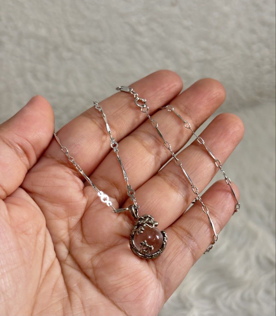 925 Quartz Dragon Pendant Necklace (Category: Necklaces) located in Paranaque City. Submitted by dalle_closet (Listing ID 1470989791, Image 3). Description: length: 17 inches both 925 silver (pendant and necklace).