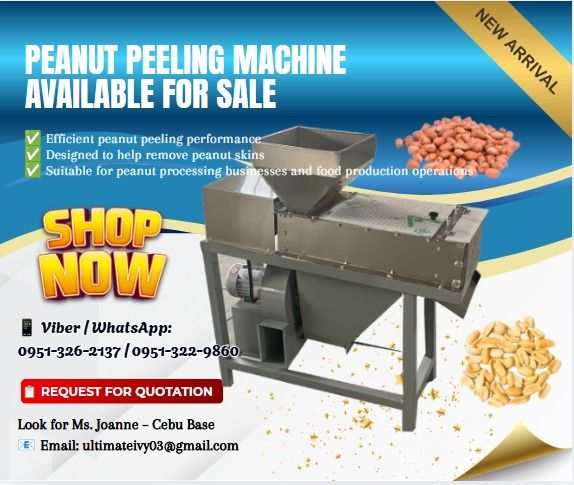 🥜 Peanut Peeling Machine for Sale (Category: Everything Else Others) located in Caloocan City. Submitted by ultimateiv03644 (Listing ID 1470938466, Image 1). Description: 💰 Price: ₱122,850.00 ✨ Capacity: 200–300 kg/hour ✨ Broken Rate: 3–10% ✨ Power: 0.57 kW ✨ Voltage: 380V / 220V ✨ Dimensions: 1100 × 400 × 1100 mm ✨ Weight: 90 kg ✅ Efficient peanut peeling performance ✅ Designed to help remove peanut skins ✅ Suitable for peanut processing busin