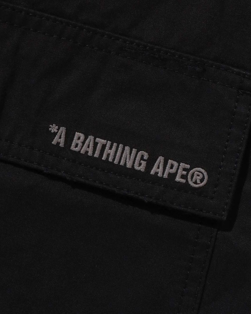 A Bathing Ape Relaxed fit Black Cargo Pants (Category: Joggers) located in Manila. Submitted by dopehits (Listing ID 1471105695, Image 2). Description: Size Small 30-34 No issue Baggy asf 10 pockets 3500 only 📩 Psg nalang pag di na out ✌🏻.