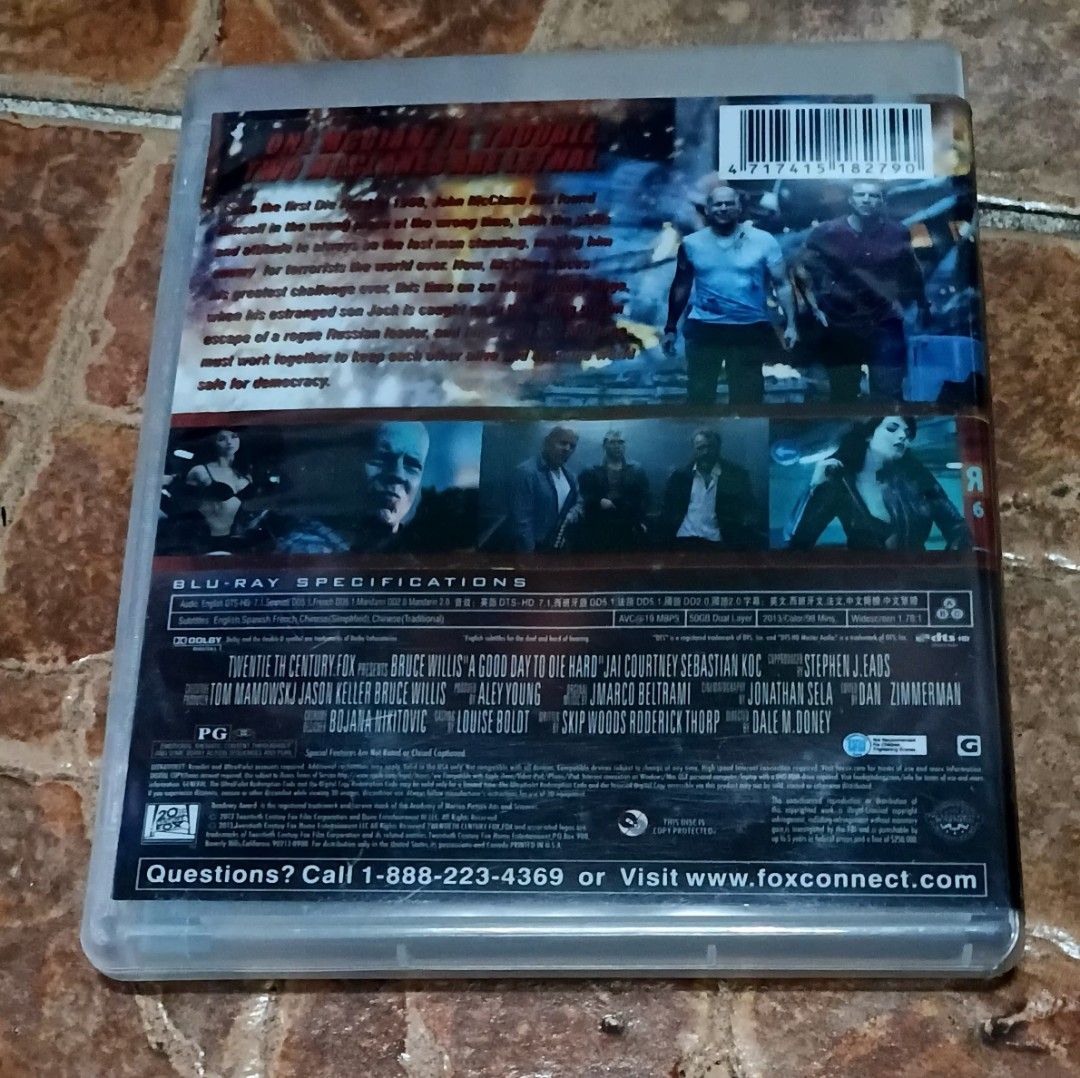 A Good Day to Die Hard Blu-ray Disc (Category: CDs & DVDs) located in Quezon City. Submitted by dancatz (Listing ID 1471023629, Image 3). Description: □ P150.00 - Title: A Good Day to Die Hard (Blu-ray) - Starring: Bruce Willis & Jai Courtney - Condition: Clean disc, plays great - Inclusions: Original plastic case and artwork insert - Region Compatibility: Region A, B, C (All Region) - Audio: English, French, and Mandarin - Subtitles: Multiple op
