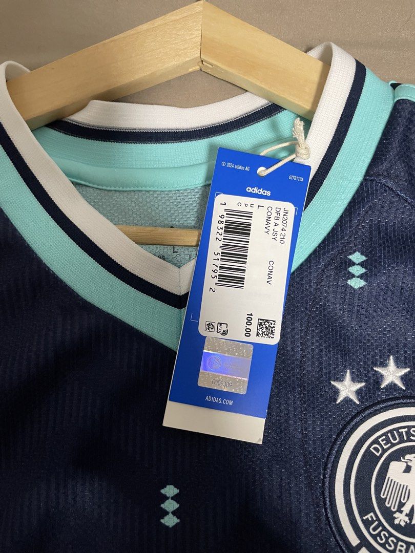 Adidas Germany DFB Away Jersey Size L (Category: Activewear) located in Manila. Submitted by exquisitethrift (Listing ID 1470945003, Image 2). Description: Adidas Germany World Cup 2026 Away Jersey Brand New with tags 100% Authentic bought in the US 2000 php only Can do meetups around UST Payment via Gcash/BPI Shipping via Lalamove/JNT Location: Quezon City .
