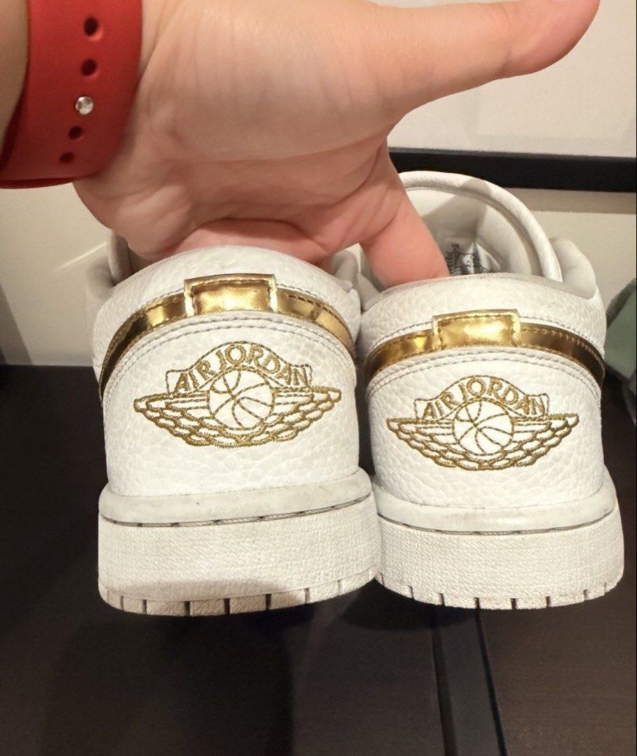 AIR JORDAN 1 LOW (Gold/Wht) 7 (Category: Sneakers) located in Batangas. Submitted by melissa.closet (Listing ID 1470962190, Image 3). Description: LP POSTED!!! Original 💯 SIZE: US7 /24cm CONDITION: EXCELLENT. Used 3x then stored. No more box sorry. Just the pair. Selling low!! LP POSTED!! Bought for P6295 at ATC Nike Flagship Store. If in doubt dont buy!!.