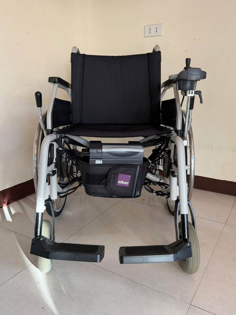 Alber e-motion Electric Wheelchair with Joystick Controller (Category: Wheelchairs) located in Manila. Submitted by calmdolphin.87b0e4 (Listing ID 1470957613, Image 1). Description: - Alber power-assist wheelchair setup in excellent working condition - Equipped with powerful motor-driven rear wheels for effortless mobility - Easy-to-use joystick control unit conveniently placed on the right armrest - Reliable battery pack securely mounted underne