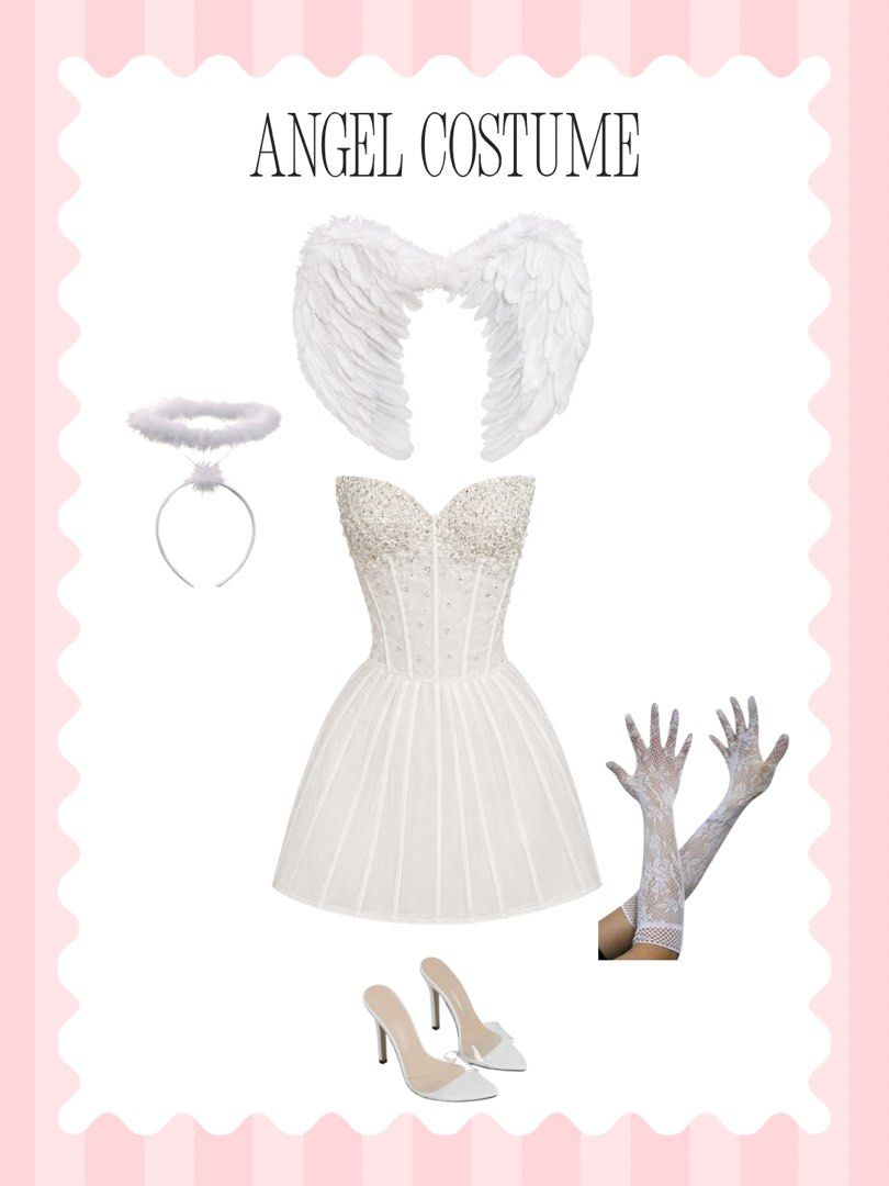 Angel Costume FOR RENT (Category: Dresses) located in Manila. Submitted by waldorfsupremacy (Listing ID 1471049975, Image 1). Description: COSTUME FOR RENT 💖 still available for peak dates (oct 30,31 and nov 1) inclusions: - high quality vietnam corset dress - size 37 heels - angel wings - angel halo - lace gloves dm me for the actual when worn of the dress.