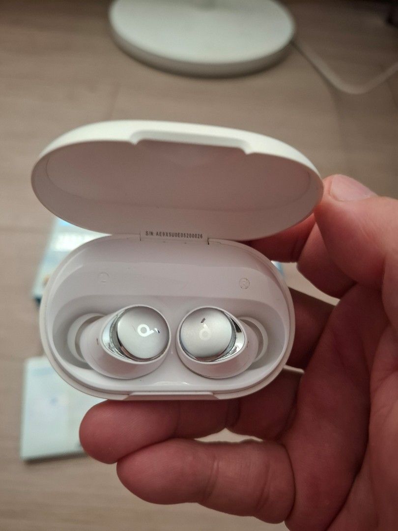 Anker Soundcore Space A40 True Wireless Earbuds (Category: Earphones) located in Paranaque City. Submitted by zendog_be1640 (Listing ID 1470978680, Image 2). Description: - Model: Anker Soundcore Space A40 True Wireless Earbuds - Color: Clean White - Audio & Noise Cancellation: Adaptive ANC and -Res Wireless Audio - Battery Life: Up to 50 hours total playtime - Inclusions: Original box, charging case, manual, and complete extra ear tips - Conditi