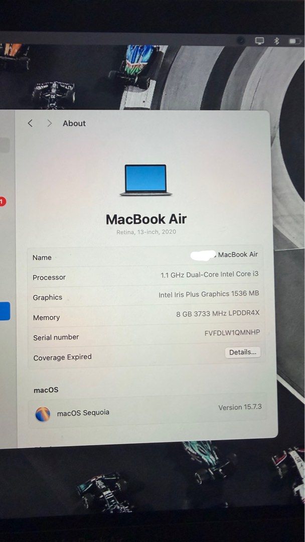Apple MacBook Air 2020 13-inch Space Gray Intel i3 (Category: Laptops & Notebooks) located in Manila. Submitted by k.123478 (Listing ID 1470999433, Image 2). Description: - Model: Apple MacBook Air 2020 (Space Gray) - Display: 13-inch Retina Display - Specs: 1.1 GHz Dual-Core Intel Core i3 | 8 GB RAM | 256 GB SSD - OS: macOS Sequoia version 15.7.3 - Condition: Normal signs of use with light cosmetic scratches on the lid, bottom, and sides, plus s