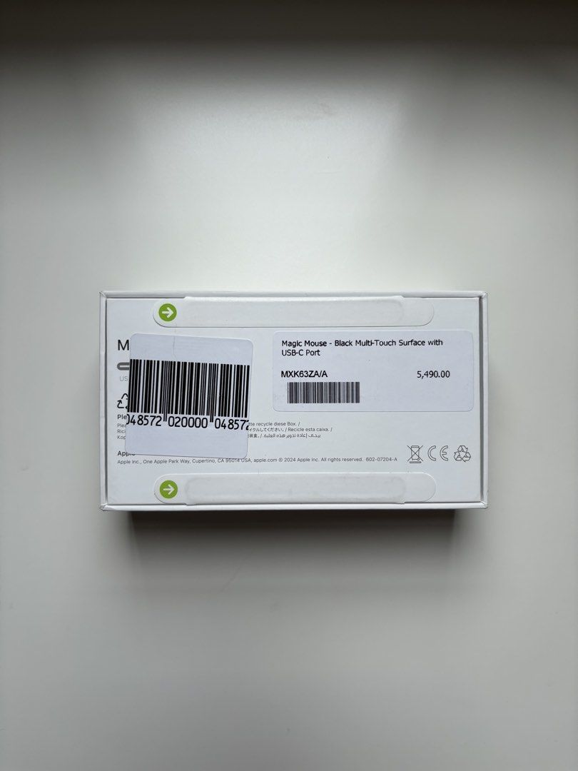 Apple Magic Mouse Black USB-C (Category: Mouse & Mousepads) located in Las Pinas. Submitted by ver_x (Listing ID 1470979350, Image 3). Description: 100% BRAND NEW Apple Magic Mouse (Black with USB-C port) - Model: MXK63ZA/A - Condition: Brand new, unopened in original packaging. - Authenticity: Purchased recently from The Loop (receipt available) - Package details: Box sealed with pull tabs intact, includes USB-C charge cable. Perfect for Mac and