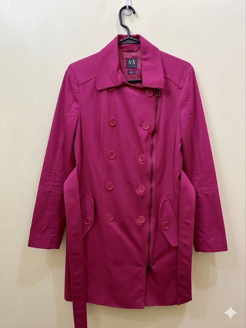Armani Exchange Coat Women’s Medium (Category: Coats, Jackets and Outerwear) located in Quezon City. Submitted by tintin_reyes (Listing ID 1471101728, Image 1). Description: Armani Exchange Coat Women’s Medium Fushcia Pink with Belt Used once- almost new condition RFS: Seldom use - decluttetring.