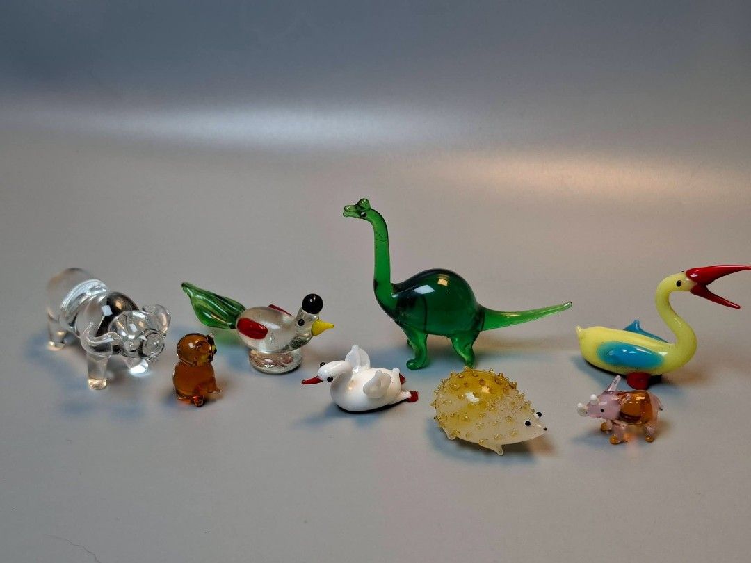 Assorted Miniature Blown Glass Animal Figurines Set (Category: Designer & Blind Box Toys) located in Paranaque City. Submitted by lexajapansurplus (Listing ID 1471079609, Image 1). Description: - Set of 7 adorable miniature blown glass animals - Made from glossy glass with vibrant multi-color details - Condition: Excellent, no chips or cracks inspected - Ideal for display cabinets, miniature setups, or dollhouse collections - Sold as a complete s