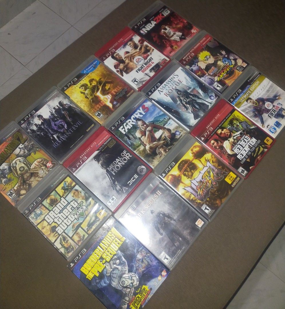 Assorted PS3 Games Bundle (Category: PlayStation) located in General Trias. Submitted by kyvampp (Listing ID 1471064994, Image 2). Description: - PlayStation 3 Game Collection 200 pesos each, 2500 pesos if take all - Sold: Red dead redemption, Street fighter - Original cases and disc covers included (as pictured).