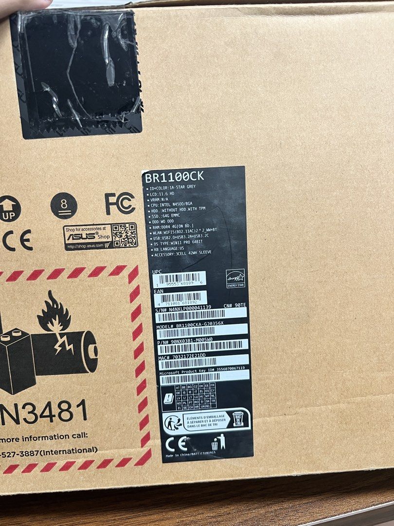 ASUS BR1100CK Laptop (Category: Laptops & Notebooks) located in Makati City. Submitted by jrj00 (Listing ID 1470970390, Image 1). Description: - Brand new, unopened box with original packaging intact - Model: ASUS BR1100CK in stylish Star Grey - Display: 11.6-inch HD screen for clear viewing - Performance: Intel N4500 processor with 4GB RAM - Storage: 64GB eMMC storage - Operating System: Windows 11 Pro 64-bit - Inclusion: 3-cell 42Wh protective 