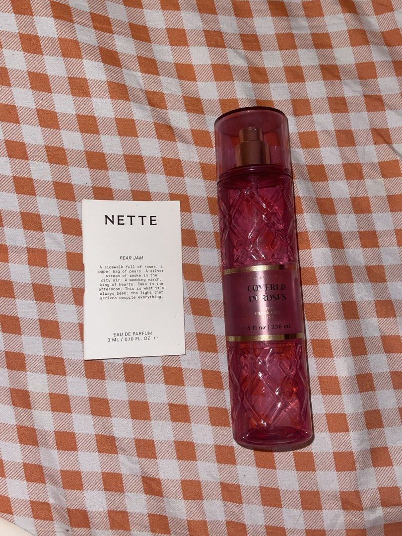 Authentic BBW Covered in Roses Mist w/free sample (Category: Fragrance & Deodorants) located in Quezon City. Submitted by mire.mnl (Listing ID 1471101572, Image 1). Description: w/free Nette Pear Jam Perfume Sample I have way too many perfumes & mists alreadyy so decluttering this one ! got lots of compliments with this one I SWEAR 🤞🏻used to be my signature scent, i outgrew it & sadly, someone i’m used to be friends with suddenly bought the sam