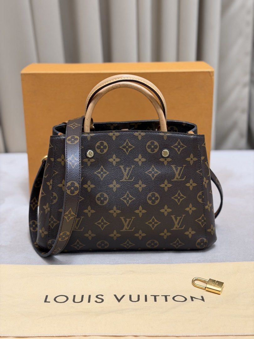 Authentic Louis Vuitton Monogram Montaigne BB size (Category: Luxury Bags & Wallets) located in Manila. Submitted by maria_2326 (Listing ID 1471081247, Image 2). Description: 💯% Authentic w/box, dust bag, long strap, lock set Location: Manila/QC.