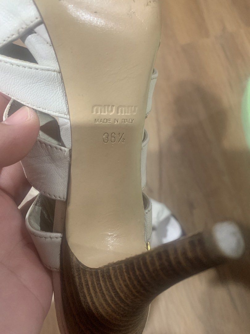 Authentic miu miu shoes (Category: Sneakers & Footwear) located in Marikina City. Submitted by luxurycommunity (Listing ID 1471069677, Image 2). Description: Original miu miu sandals with signs of usage needs cleaning only. Size: 36.5.