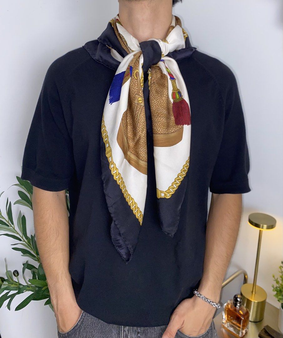 ‘Authentic Rare Vintage Borbonese Silk Scarf’ (Category: Luxury Accessories) located in Calamba. Submitted by dreality. (Listing ID 1471058462, Image 2). Description: ‘Authentic Rare Vintage Borbonese Silk Scarf’ Features an elaborate, classic Italian design Made in Italy. - Beautiful Luxury Details! ✨ Size: Width: 35 | Length: 32 ・ Flawless Condition! ・ Color rate: 10/10 ・ Flaw: NONE! 🔖 ON SALE: ₱990 ONLY!.