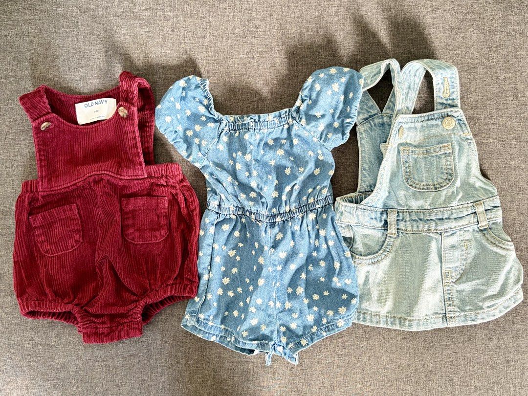 Baby Rompers and Overalls Bundle 0-3 Months (Category: Babies & Kids Fashion) located in Quezon City. Submitted by bakedsushidump (Listing ID 1471062232, Image 1). Description: Prices and sizes on each photo.