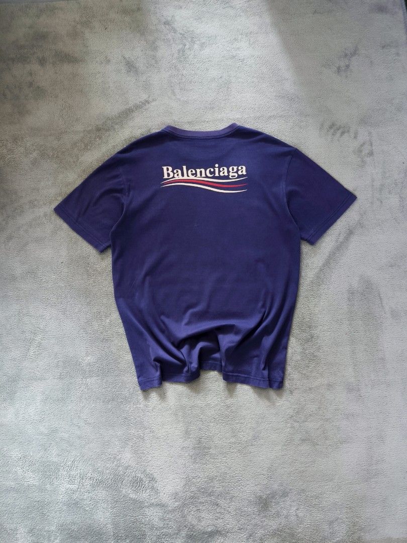 Balenciaga Tee (Category: Shirts) located in Ozamiz City. Submitted by thriftedzyll (Listing ID 1471073770, Image 1). Description: "Details" ‎Color rate: 9/10 ‎Condition: 9/10 ‎Issues: dot fade & repaired pinhole ‎ ‎"Measurements (inches)" ‎Length: 27 ‎Width: 20 ‎ ‎"Size" ‎M on tag - fit to M.
