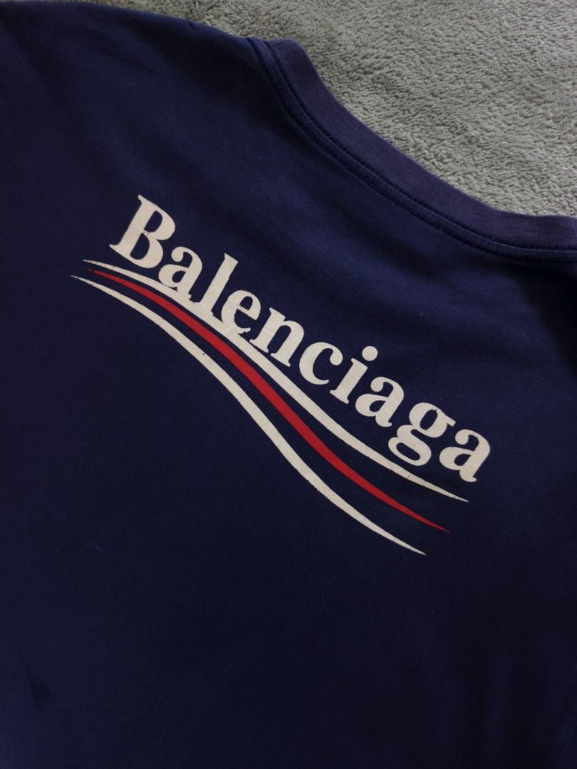 Balenciaga Tee (Category: Shirts) located in Ozamiz City. Submitted by thriftedzyll (Listing ID 1471073770, Image 3). Description: "Details" ‎Color rate: 9/10 ‎Condition: 9/10 ‎Issues: dot fade & repaired pinhole ‎ ‎"Measurements (inches)" ‎Length: 27 ‎Width: 20 ‎ ‎"Size" ‎M on tag - fit to M.