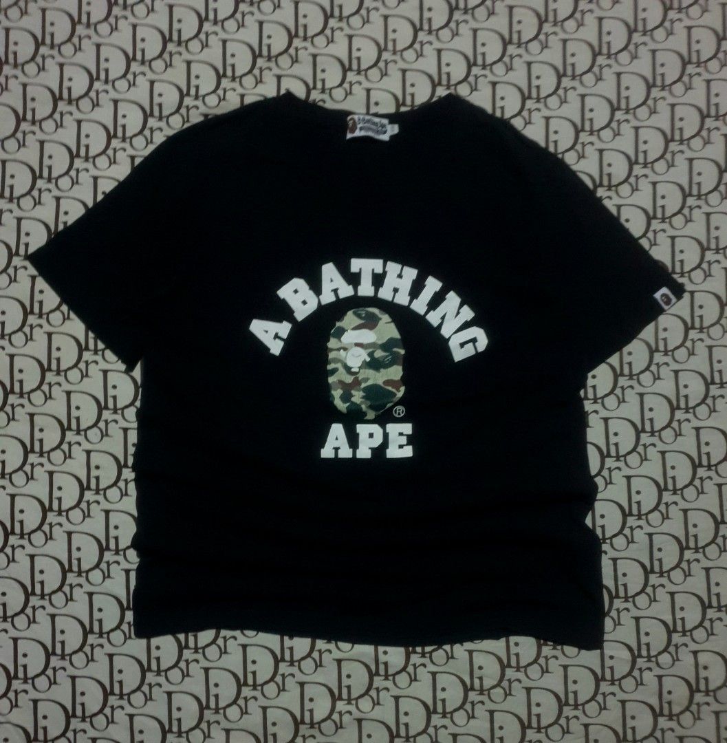 Bape college logo (Category: Tshirts & Polo Shirts ) located in San Fernando. Submitted by retro.district. (Listing ID 1471104646, Image 1). Description: - bape college logo - Size: Medium(20x26) - Condition: Excellent - issue: hairlines - Color Rate: 9.5/10.