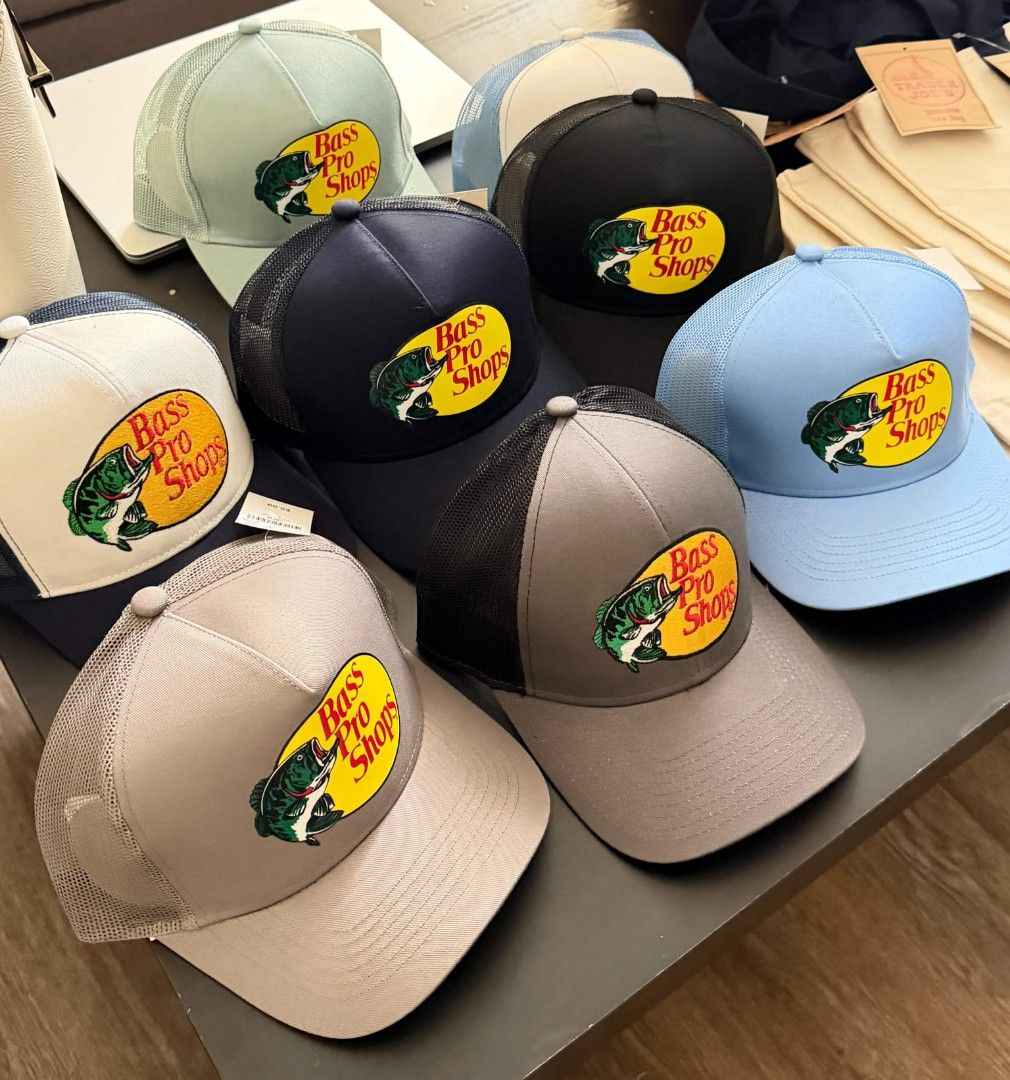 Bass Pro Shops Trucker Cap (Category: Caps & Hats) located in Tabaco. Submitted by goodiestuffs86 (Listing ID 1471039120, Image 2). Description: - Authentic Bass Pro Shops trucker hats - Iconic fish logo patch on the front - Classic breathable mesh back design - Adjustable snapback closure fits most head sizes - Available colors: Mint green, white & navy, solid navy, black, grey, and light blue - Brand new and ready to ship - Mode of payment: GCa