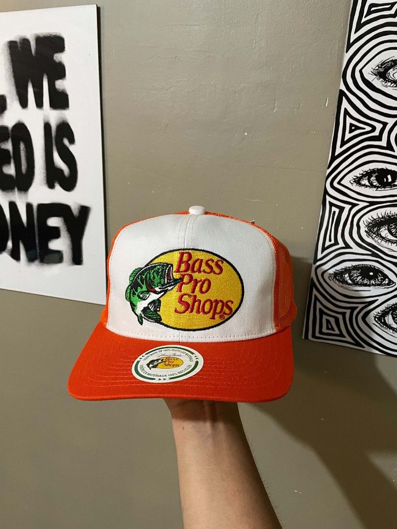 BASSPRO TRUCKER CAP ORANGE (Category: Caps & Hats) located in Davao. Submitted by ai_stuffs (Listing ID 1471077030, Image 1). Description: GOOD CONDITION BNEW NO ISSUE.