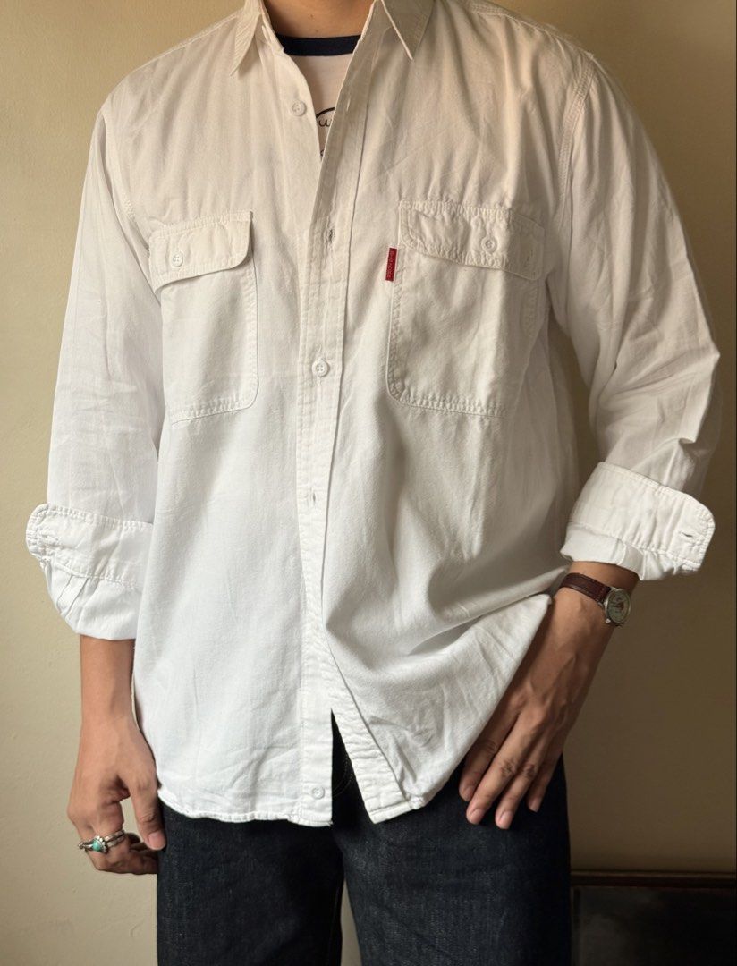 Big John White Long Sleeve Button Down Shirt Size M (Category: Formal Shirts) located in Manila. Submitted by store6020 (Listing ID 1470934328, Image 1). Description: Vintage 90s-00’s BIG JOHN White Denim Work Shirt JOHNBULL (株式会社ジョンブル) is a highly respected Japanese heritage casual fashion and denim brand founded in 1952 in Kojima, Kurashiki, Okayama Prefecture—the legendary capital of Japanese denim. Originally established under the name Kanewa