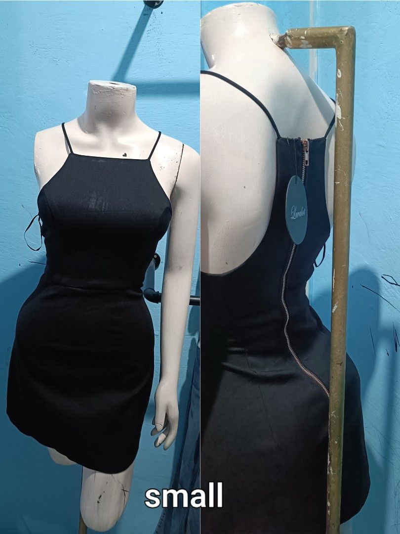 Black bodycon mini dress with back zip size small (Category: Dresses) located in Quezon City. Submitted by davidclothing (Listing ID 1470955240, Image 1). Description: - Brand new with tags (BNWT), never worn - Classic black mini dress style - Sleeveless with delicate thin spaghetti straps - Trendy square neckline - Form-fitting silhouette that hugs your curves - Bold exposed metal zipper along the back.