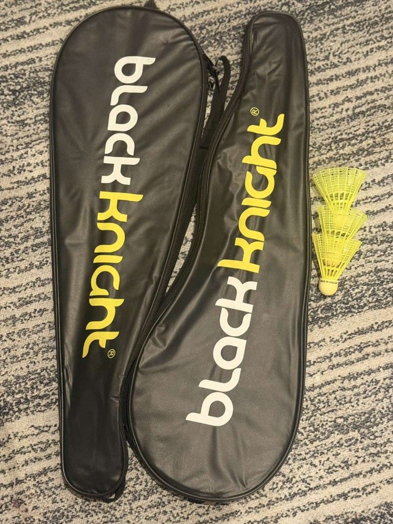 Black Knight Mad Max Badminton Racket (Category: Racket and Ball Sports) located in Manila. Submitted by joshdavid9923 (Listing ID 1471060193, Image 2). Description: - Set of 2 Black Knight Mad Max V25 badminton rackets - Ready to play with pre-strung nets and wrapped handles -Bags come with 3 yellow shuttlecocks - Ideal bundle for recreational play or practice -Used only twice - Bundle for 2,000 pesos only RFS: No longer time to play.