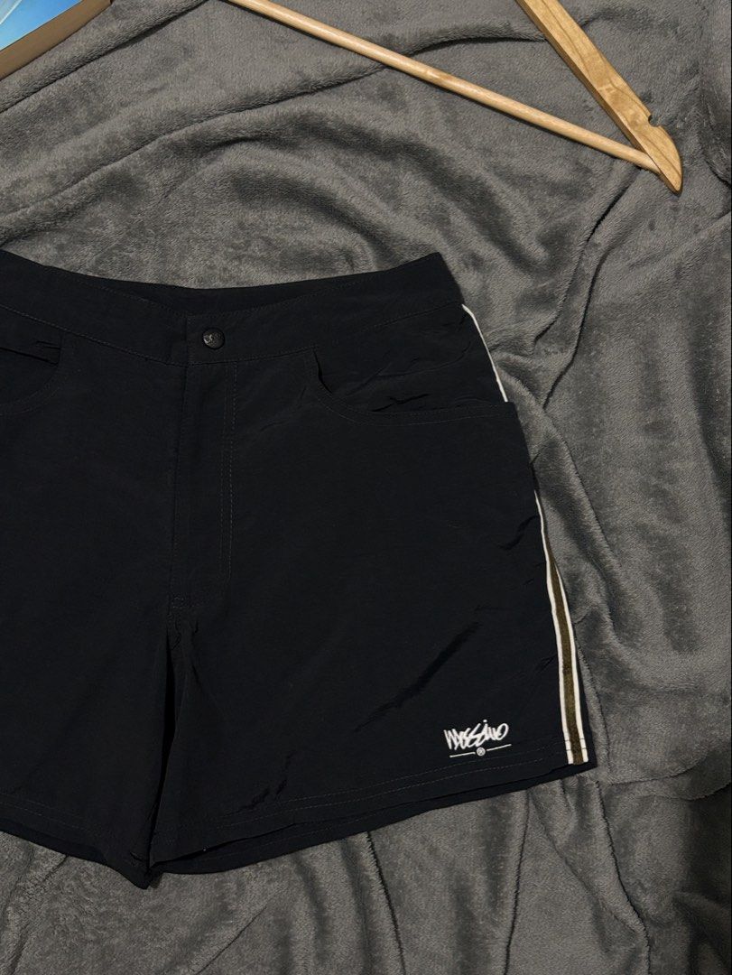 Black Mossimo Board Short in Size 28 (Category: Shorts) located in General Trias. Submitted by hiraethcullen (Listing ID 1471093833, Image 3). Description: Waist - 28 Length - 14 - nylon fabric - black - w/ white & green stripe at the corner - zipper closure 📍General Trias, Cavite Direct JNT / Lalamove.