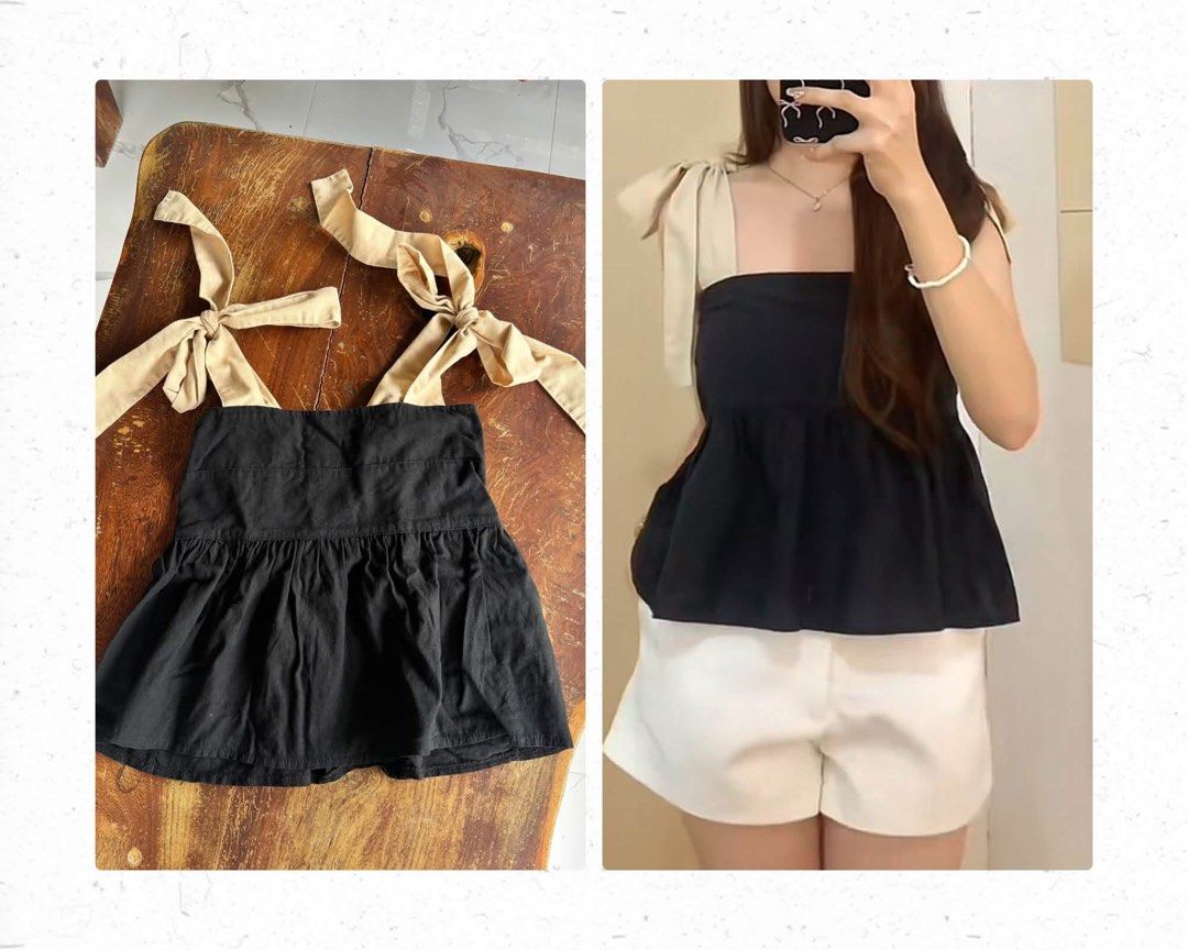 Black Self-Tie Top (Category: Sleeveless) located in Batangas. Submitted by chezkagrace_.428 (Listing ID 1471075254, Image 1). Description: Size XS-M .