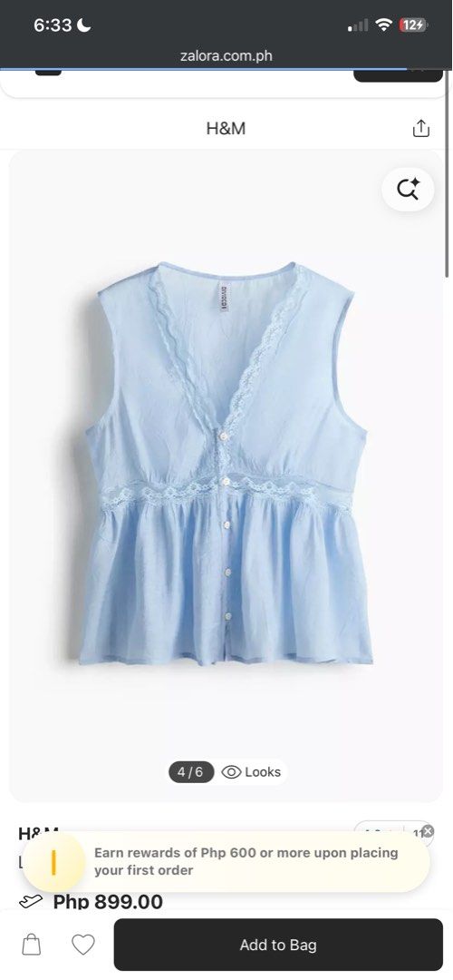 Blue Lace Top (Category: Sleeveless) located in Cebu City. Submitted by leighreina78606 (Listing ID 1471055667, Image 1). Description: H&M blue laced top brand new xs-s Cebu City.